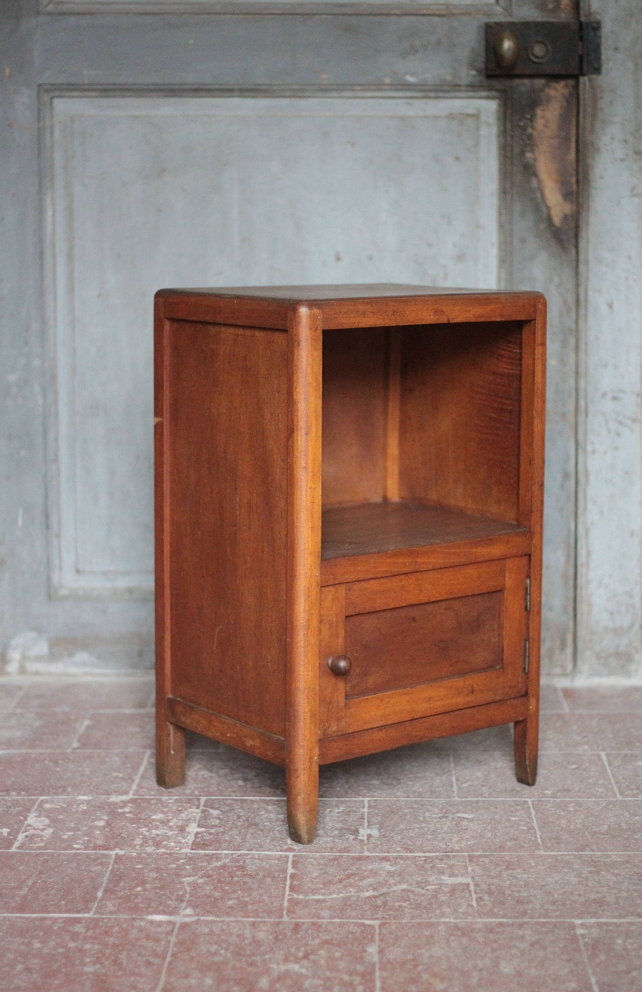 Wooden bedside table with compartment, reconstruction period.