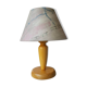 Wooden table lamp with fabric lampshade 1980