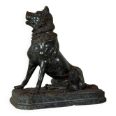 Grand modèle du chien de Jennings en marbre serpentine, souvenir du Grand Tour, XIXème siècle
