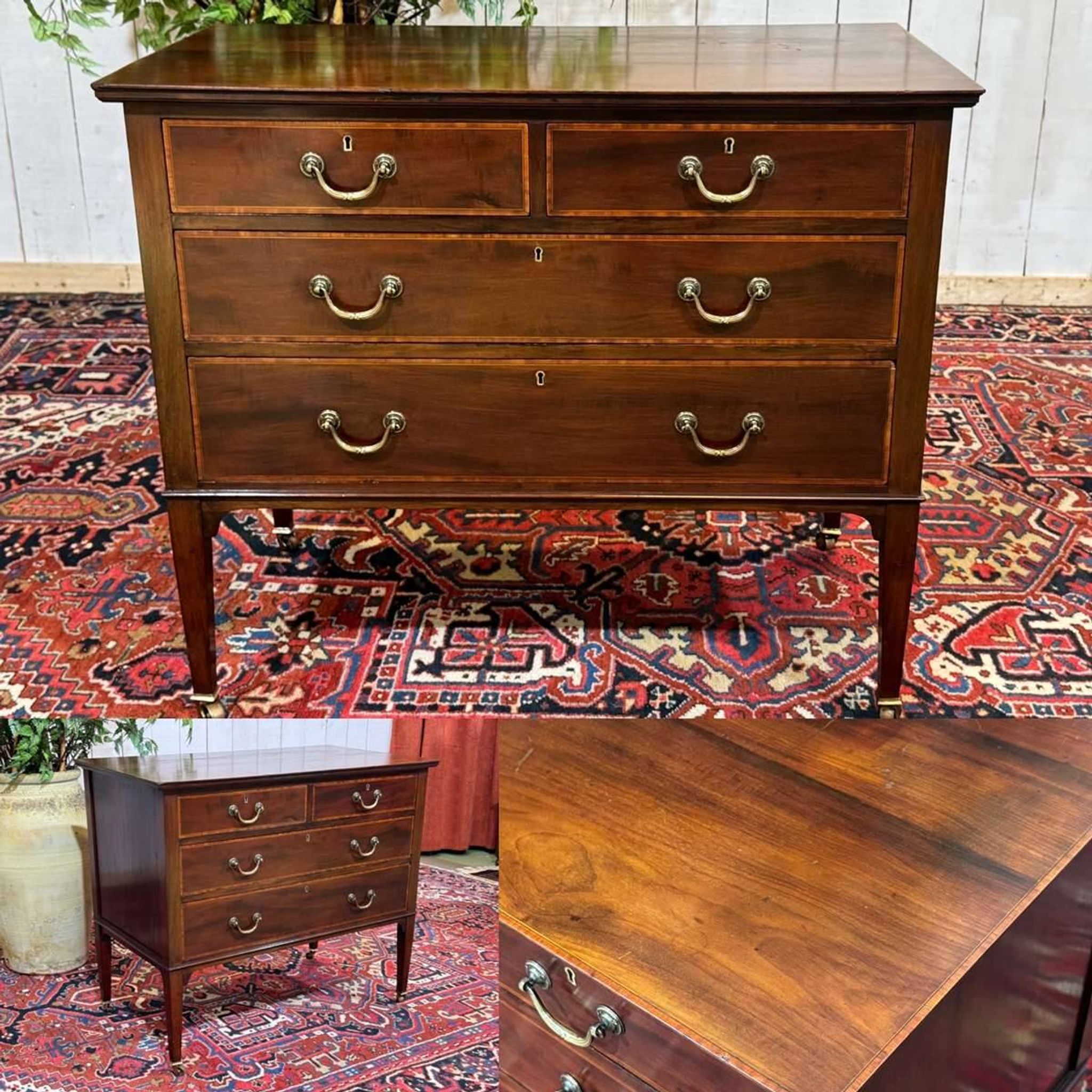 Commode anglaise en acajou et chêne, début XXème