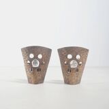 Set of Brutalist wall lamps in bronze, 1960s