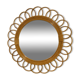 Rattan flower mirror