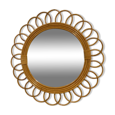 Miroir en rotin fleur