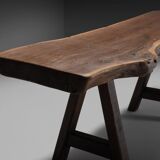 Rustic brutalist table Mobichalet in solid oak, Belgium 1960s