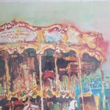 Lithograph by Jean-Pierre Blanchard "Foire du Trône"