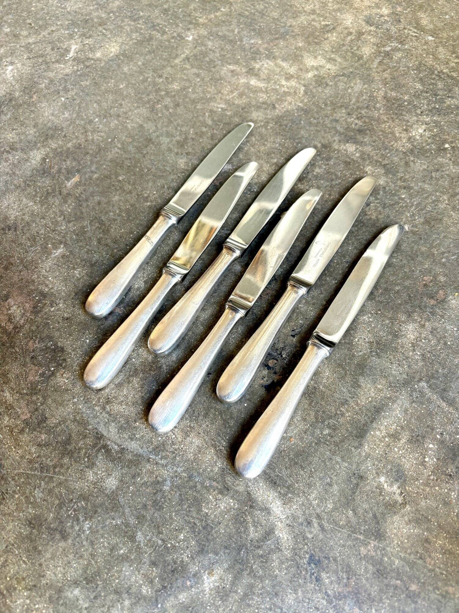 6 Christofle Hôtel dessert knives in silver metal