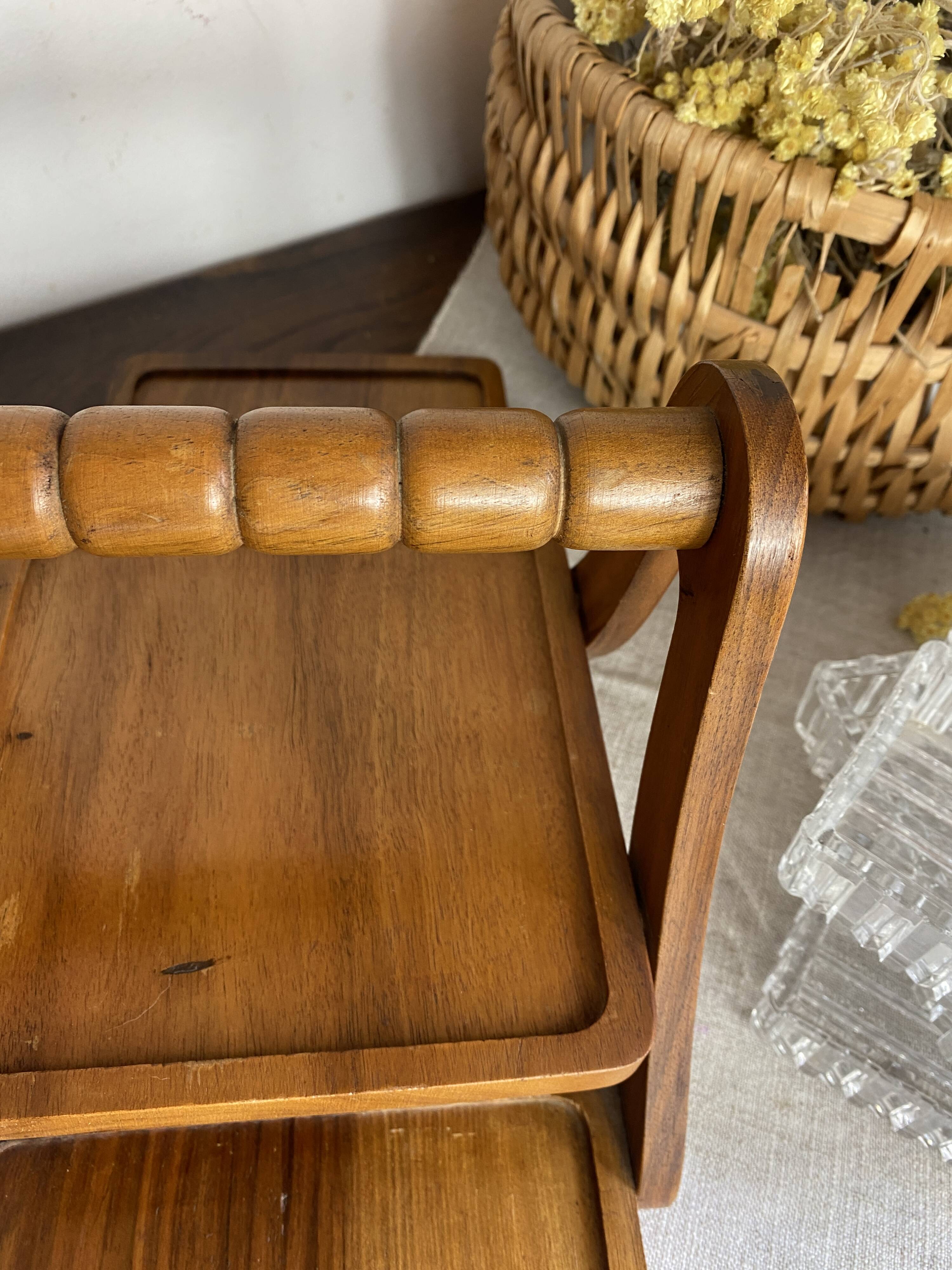 Art Deco wooden compartmented servant