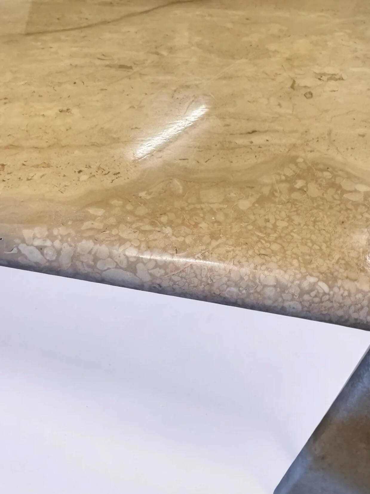 Vintage Italian coffee table in travertine.