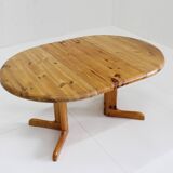 Table à manger ronde extensible vintage danoise en bois de pin des années 1960
