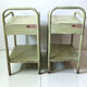 Copy of a pair of patinated metal bedside tables.