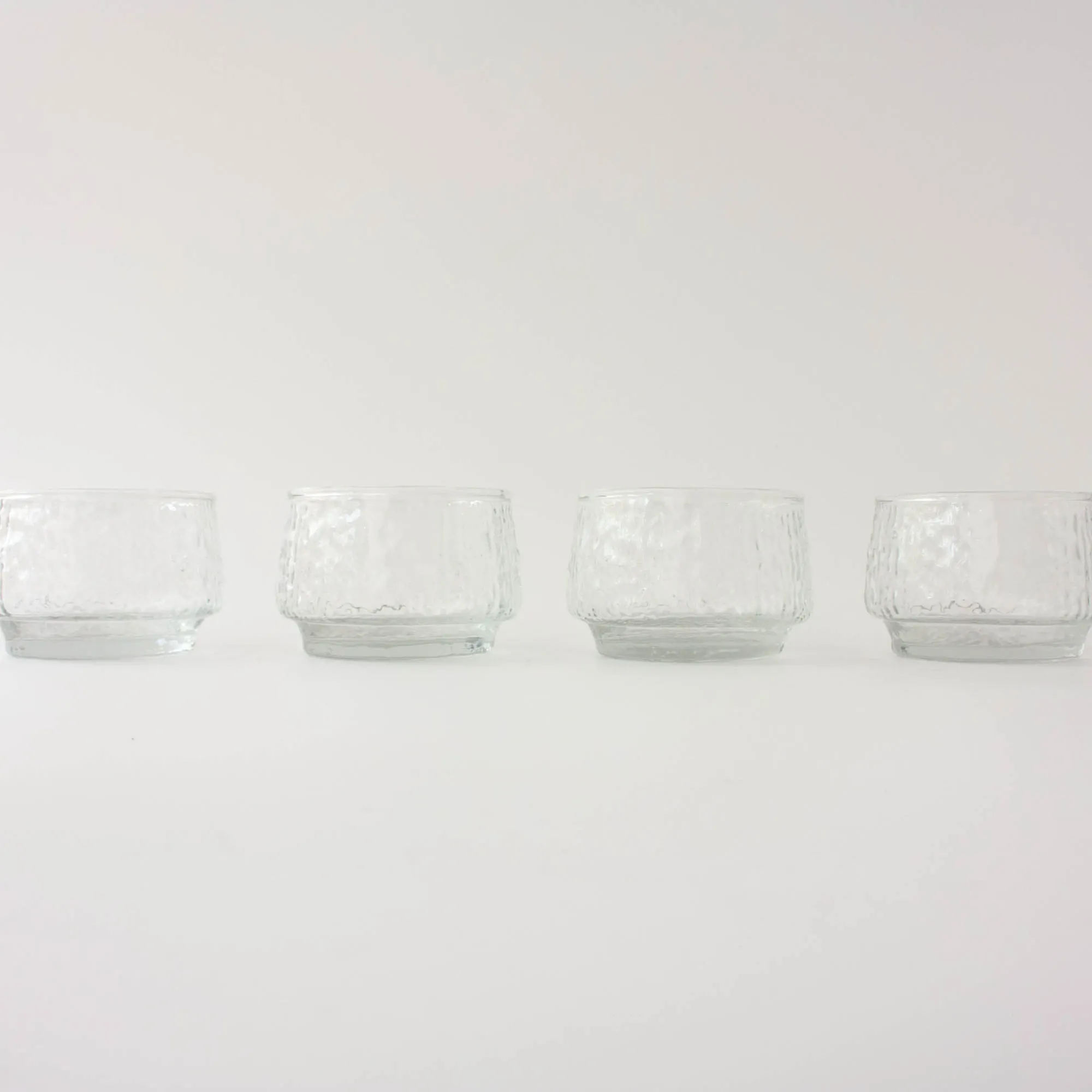 Scandinavian Style Textured Glass Dessert Bowls, 1960's