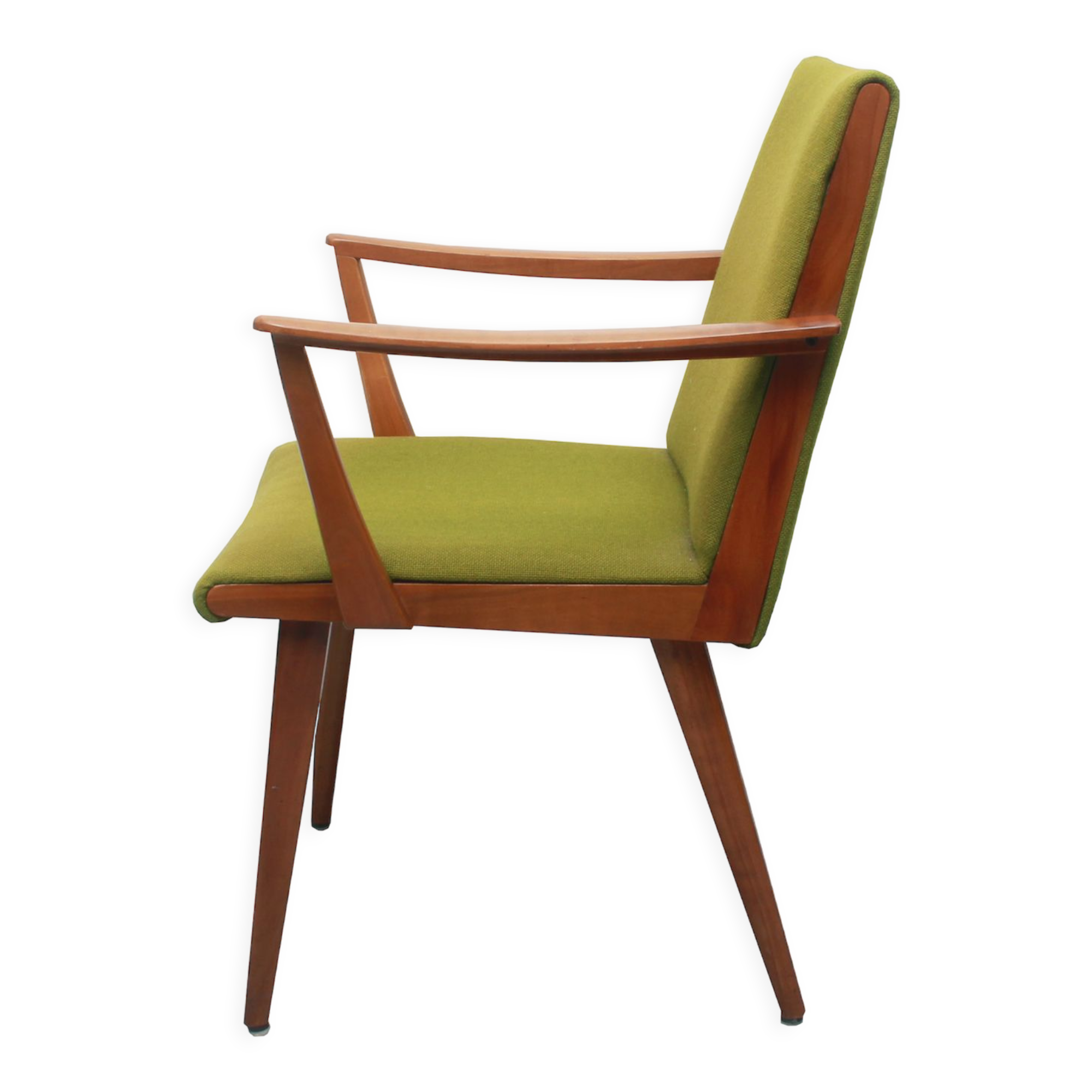 1950s armchair in cherrywood, green fabric