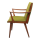 Fauteuil des années 1950 en cerisier, tissu vert