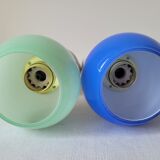 Duo of porcelain and opaline wall lamps