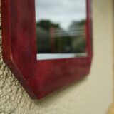 Miroir mural Aldo Tura en cuir de chèvre laqué rouge