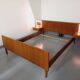 Vintage Scandinavian style double bed in teak from the 60s with integrated bedside lights