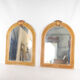 Pair of rattan and copper mirrors