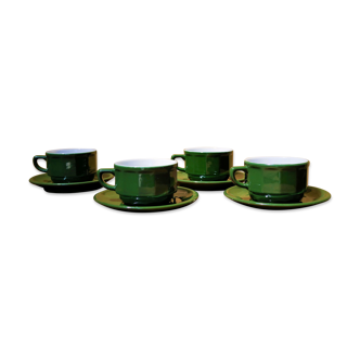 Series of 4 cups and saucers  by Apilco