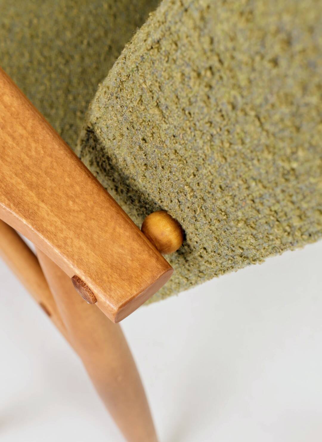 Vintage wild green bouclé armchair design by H.Lis