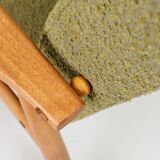 Vintage wild green bouclé armchair design by H.Lis