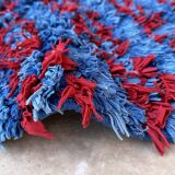 Tapis Marocain Boucherouite bleu - 89 x 337 cm