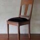 Art nouveau side chair in oak and royal purple velvet, 1900