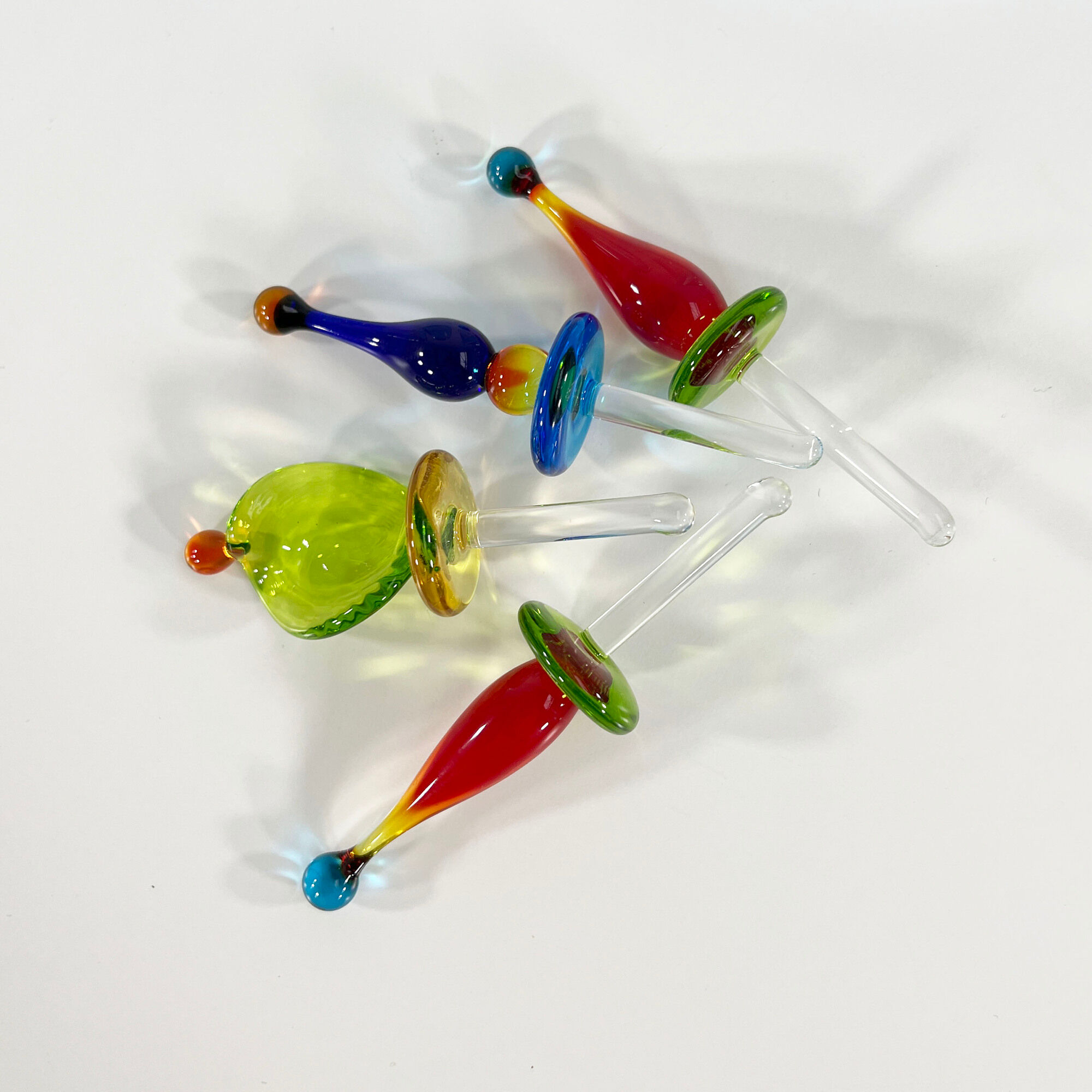 Set of 4 Italian vials made of Murano glass 1970s