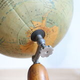 Globe world map J. Forest for Girard Barrère and Thomas on wooden base, 50s