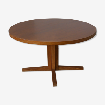 Round table with 2 teak extensions by J. Mortensen, Scandinavian edition Heltborg