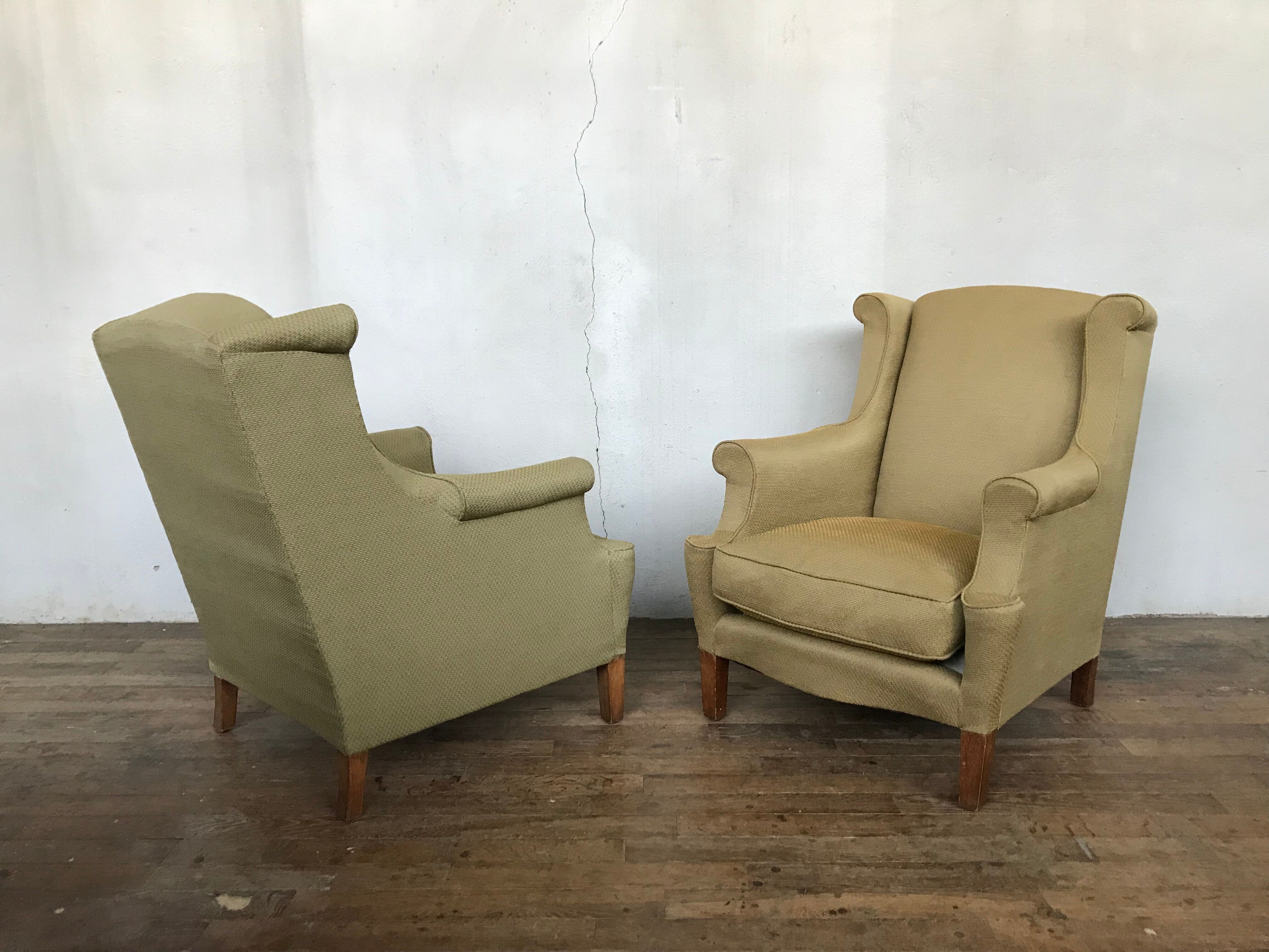 Pair of vintage ear chairs 1950 1960 design italy