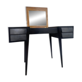 Vintage 1950s Italian Vanity/Desk with Mirror, in Solid Wood, Gio Ponti Style