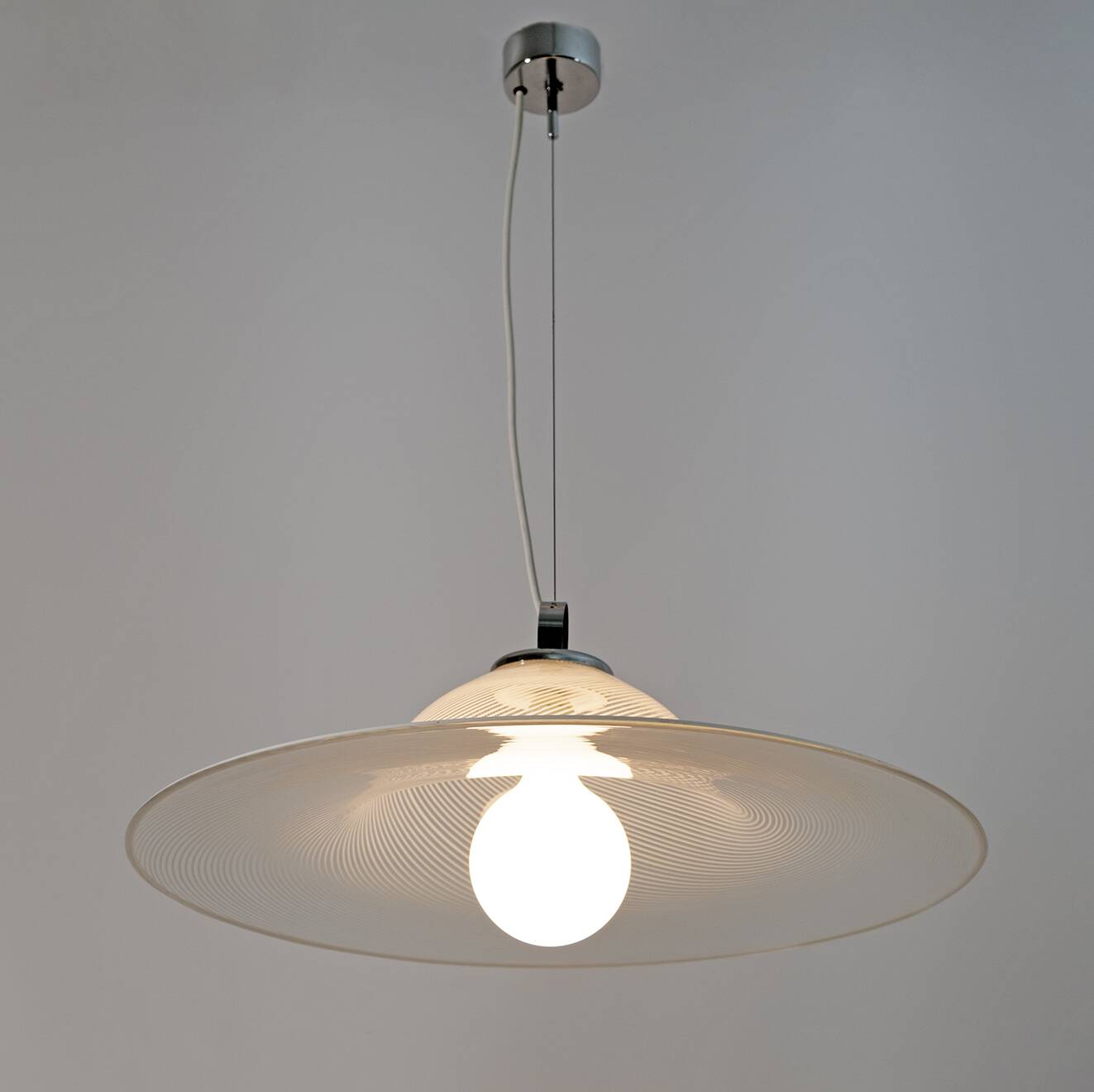 Mid-Century Modern Italian Murano Spiral Glass Pendant Lamp, 1970s