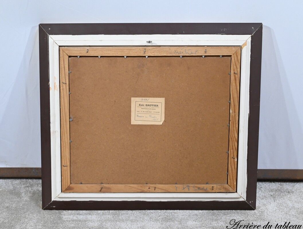 Oil on Wood "Maison en Brière", signed E.gautier – 1955