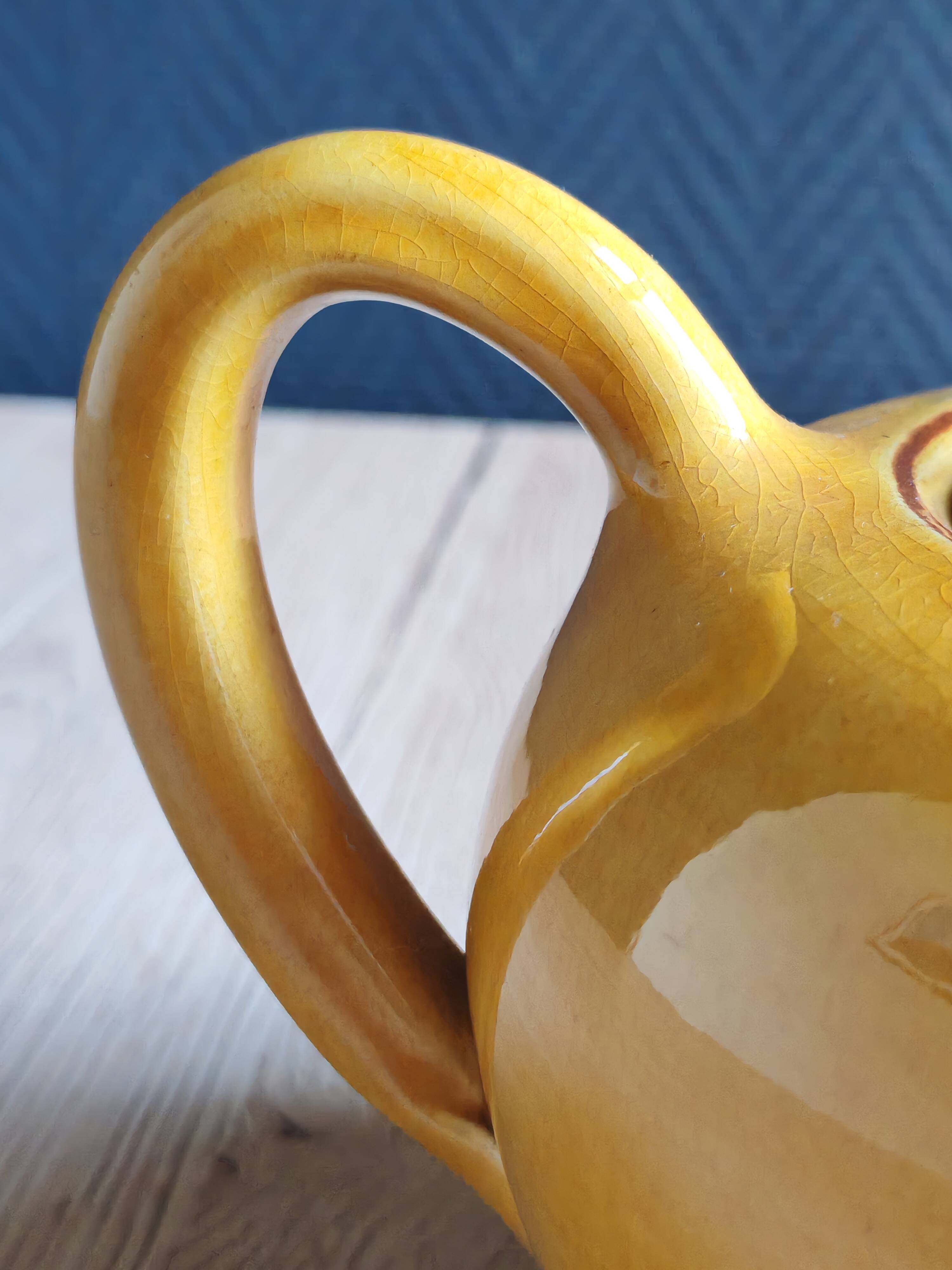 Vintage Mustard Enamelled Ceramic Teapot