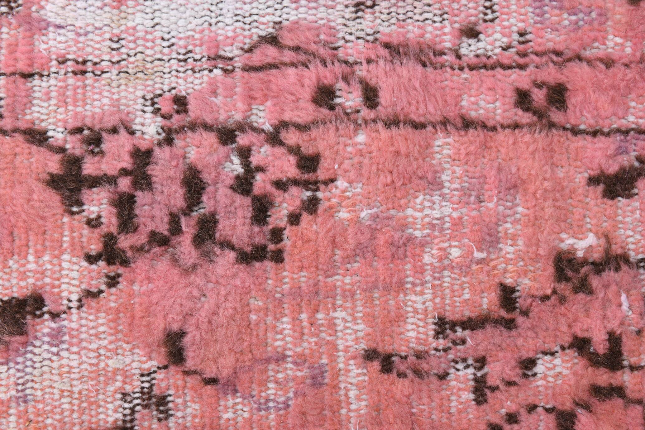 pink overdye turkish vintage carpet  , pink vintage distressed vintage rug.