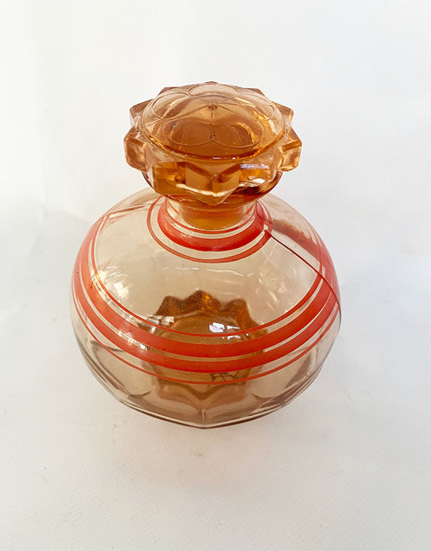 Old pink and red edict carafe