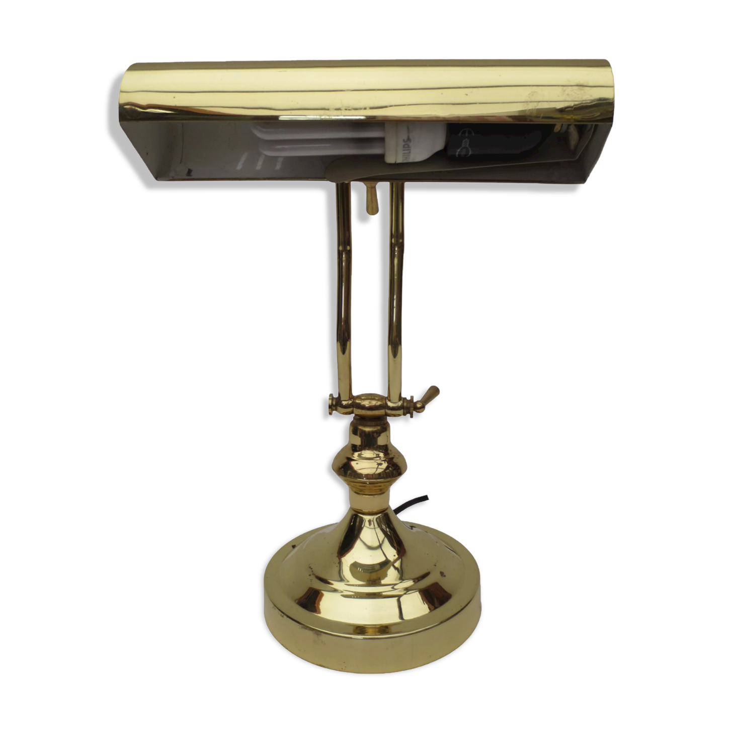 Desk/bank lamp, hinged gilded brass