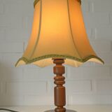 Large Vintage Bedside Lamp / French Style Table Light / Gold Textile Shade
