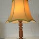 Large Vintage Bedside Lamp / French Style Table Light / Gold Textile Shade