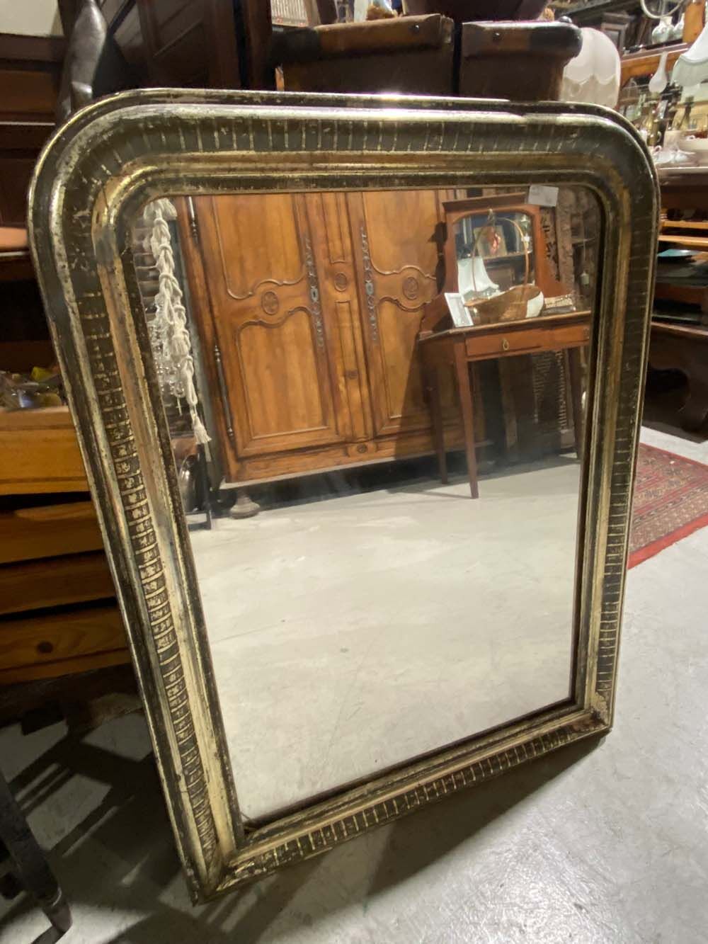 Patinated wooden mirror, 90x68 cm