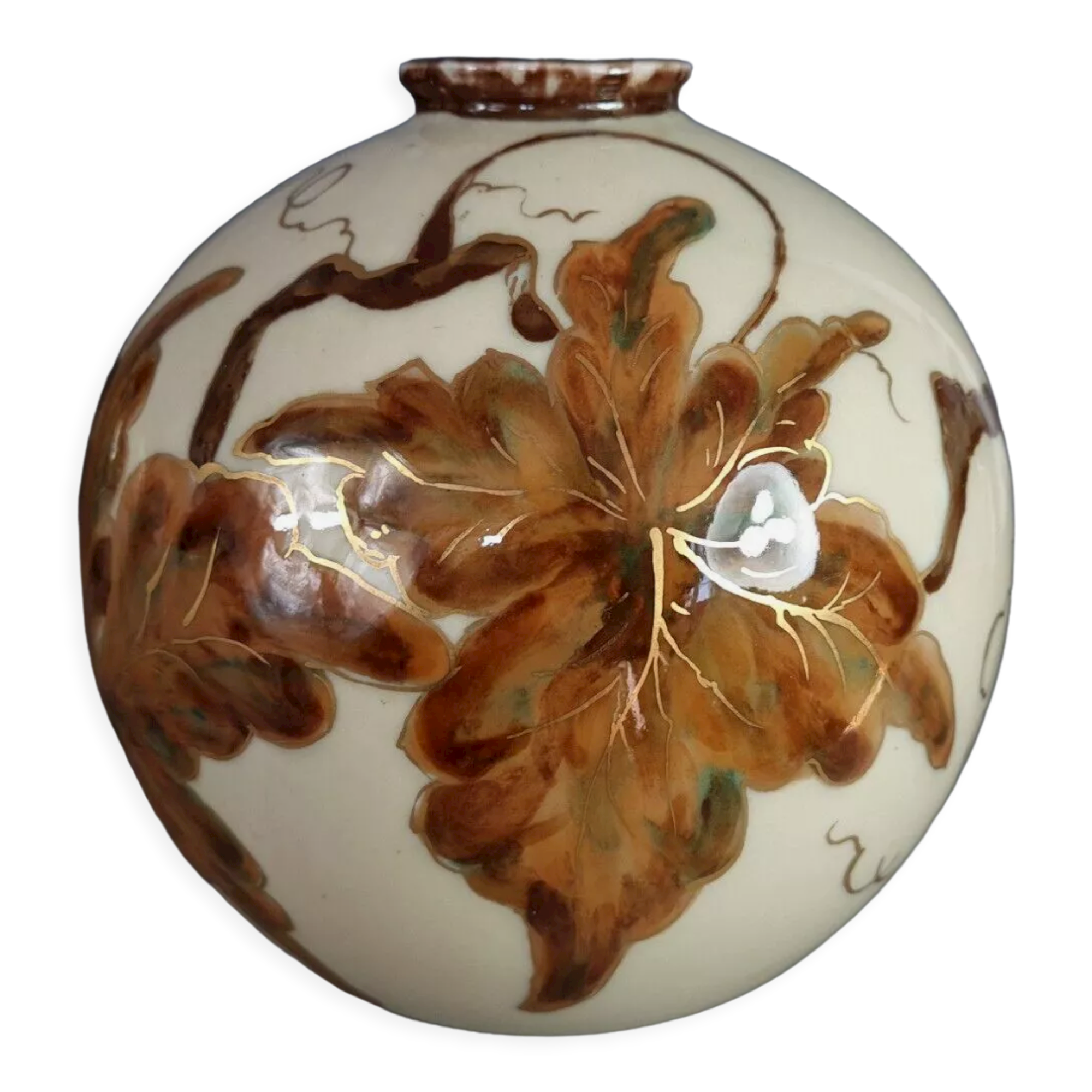 Camille Tharaud vase ball décor vine leaves perfect condition SB