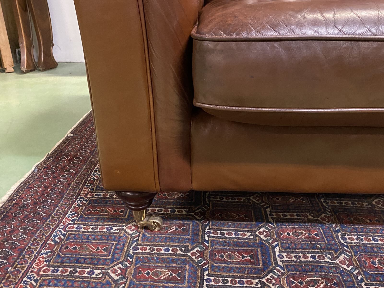 Chesterfield 3-seater cognac leather sofa from the 1980s