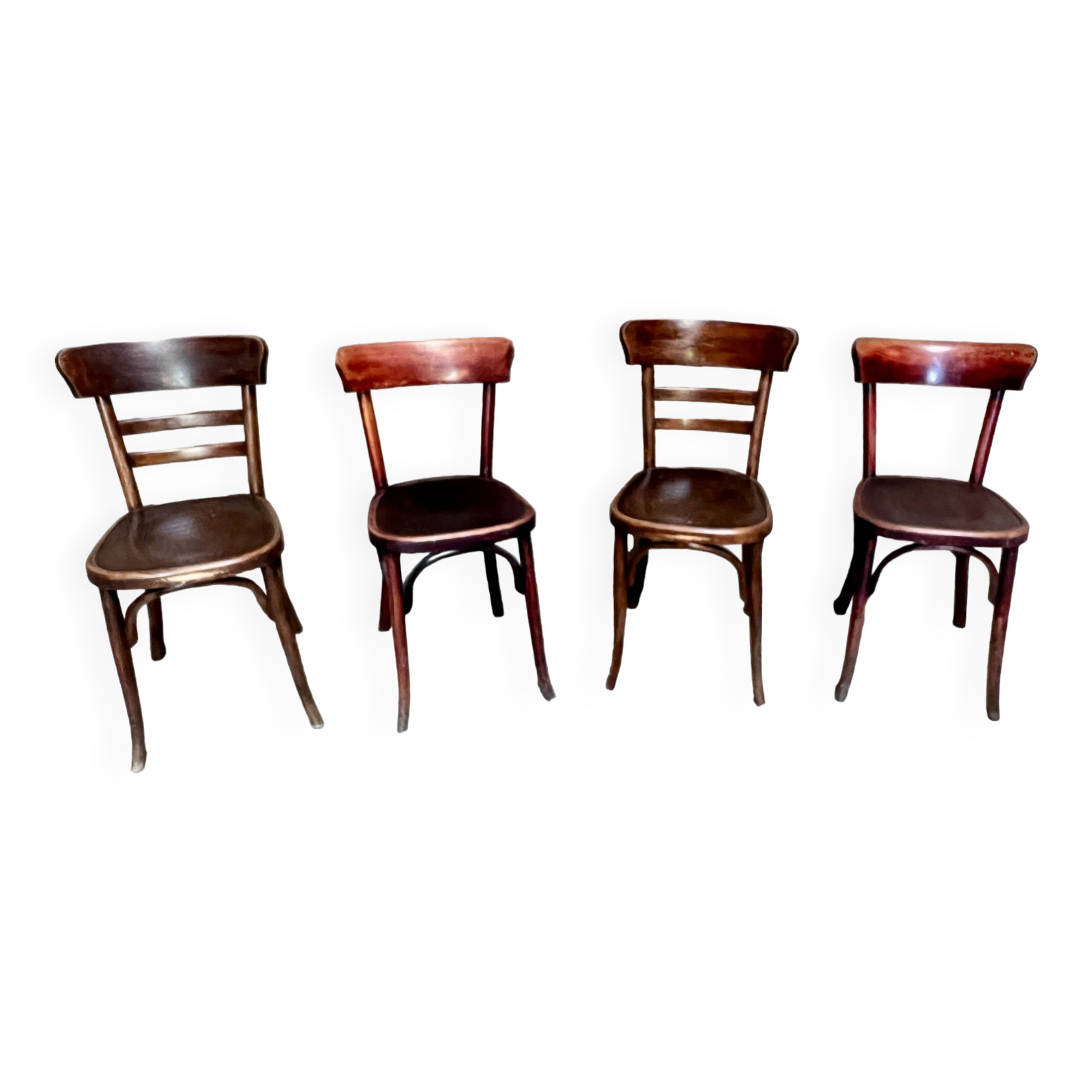 Set of 4 Fischel bistro chairs crocodile model 1930