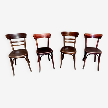 Set of 4 Fischel bistro chairs crocodile model 1930