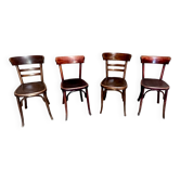 Série de 4 chaises bistrot fischel modèle crocodile 1930