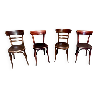 Set of 4 Fischel bistro chairs crocodile model 1930