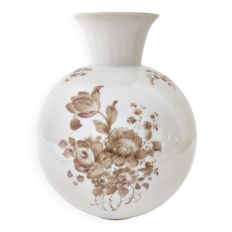Vase en céramique ivoire et détails floraux marron par Rosenthal, Italie
