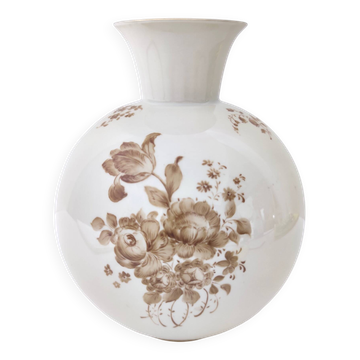 Vase en céramique ivoire et détails floraux marron par Rosenthal, Italie