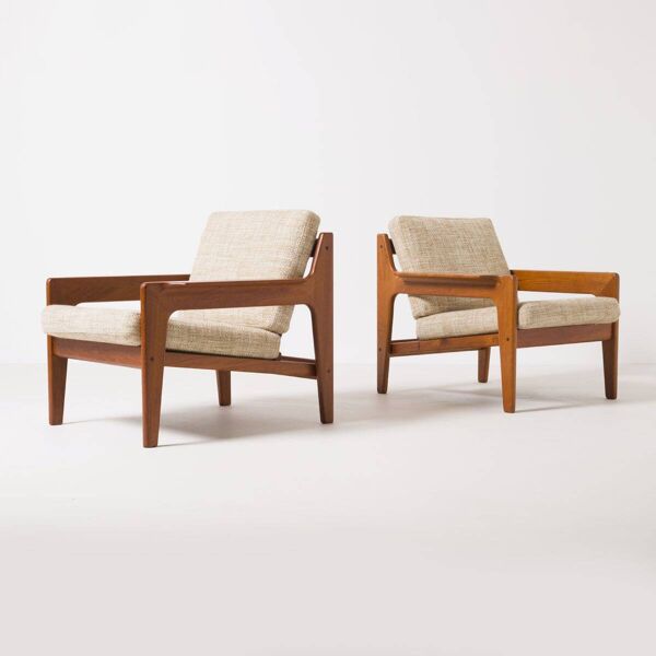 Ensemble de 2 chaises faciles en teck par Arne Wahl Iversen pour Komfort, Danemark, années 1960.