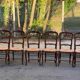 6 chaises Louis XV en bois massif chêne foncé et paille sculptures coqu